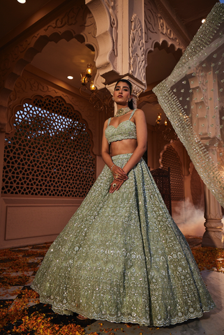 Mint embroidered lehenga