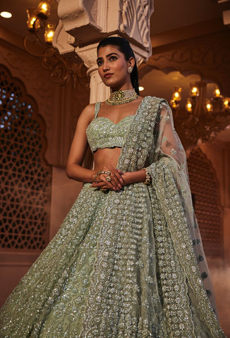 Mint embroidered lehenga