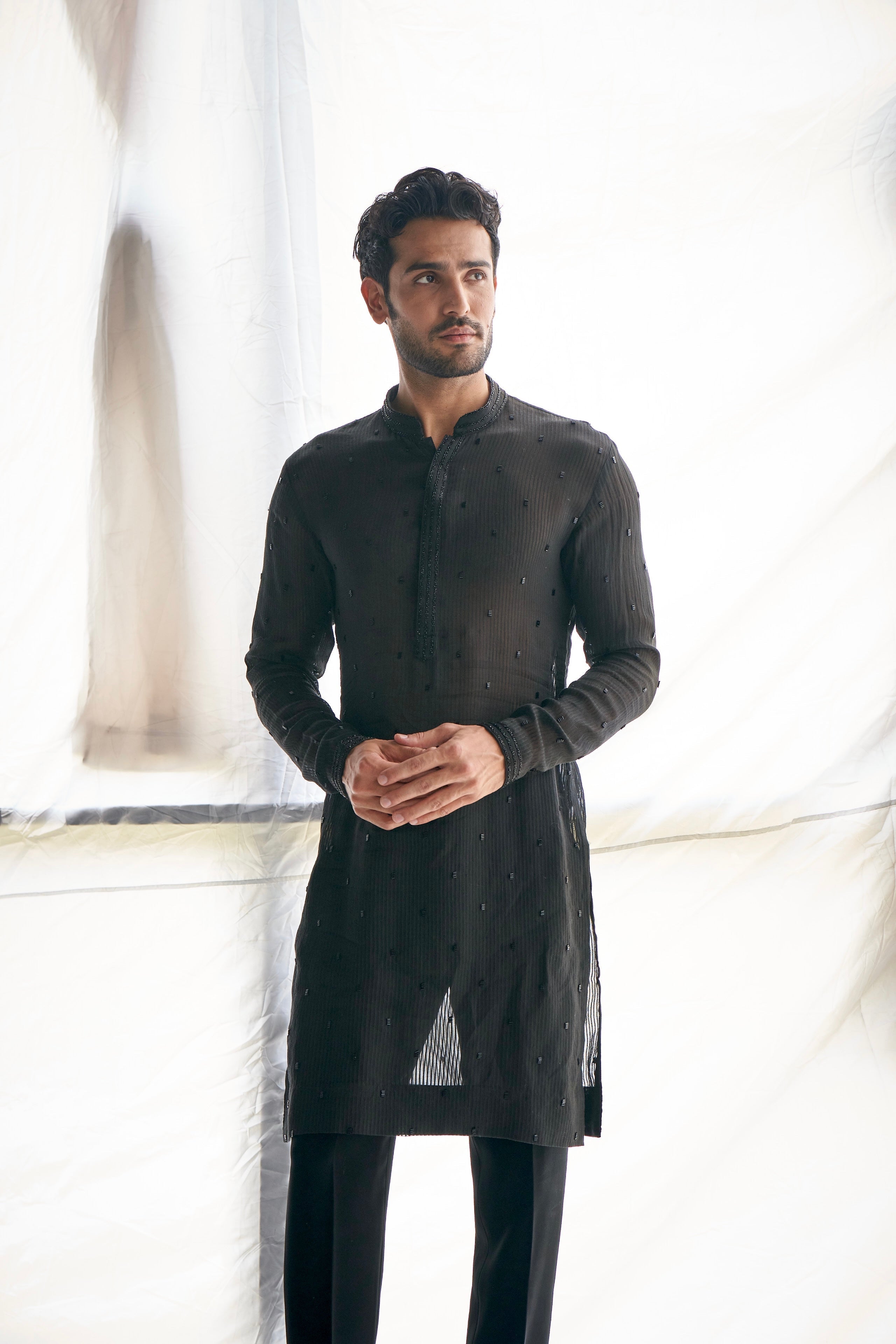 Black capsule cutdana kurta