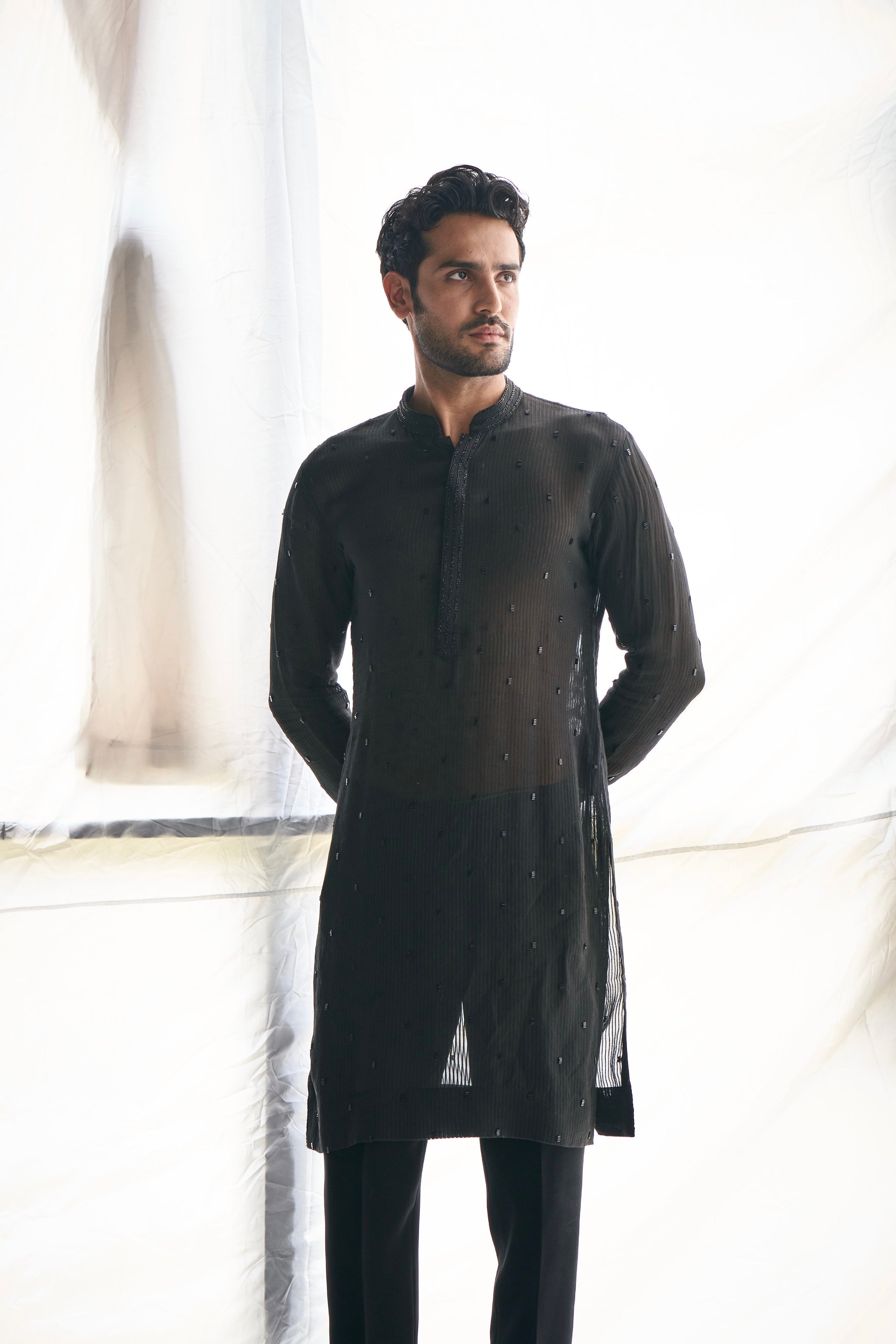 Black capsule cutdana kurta