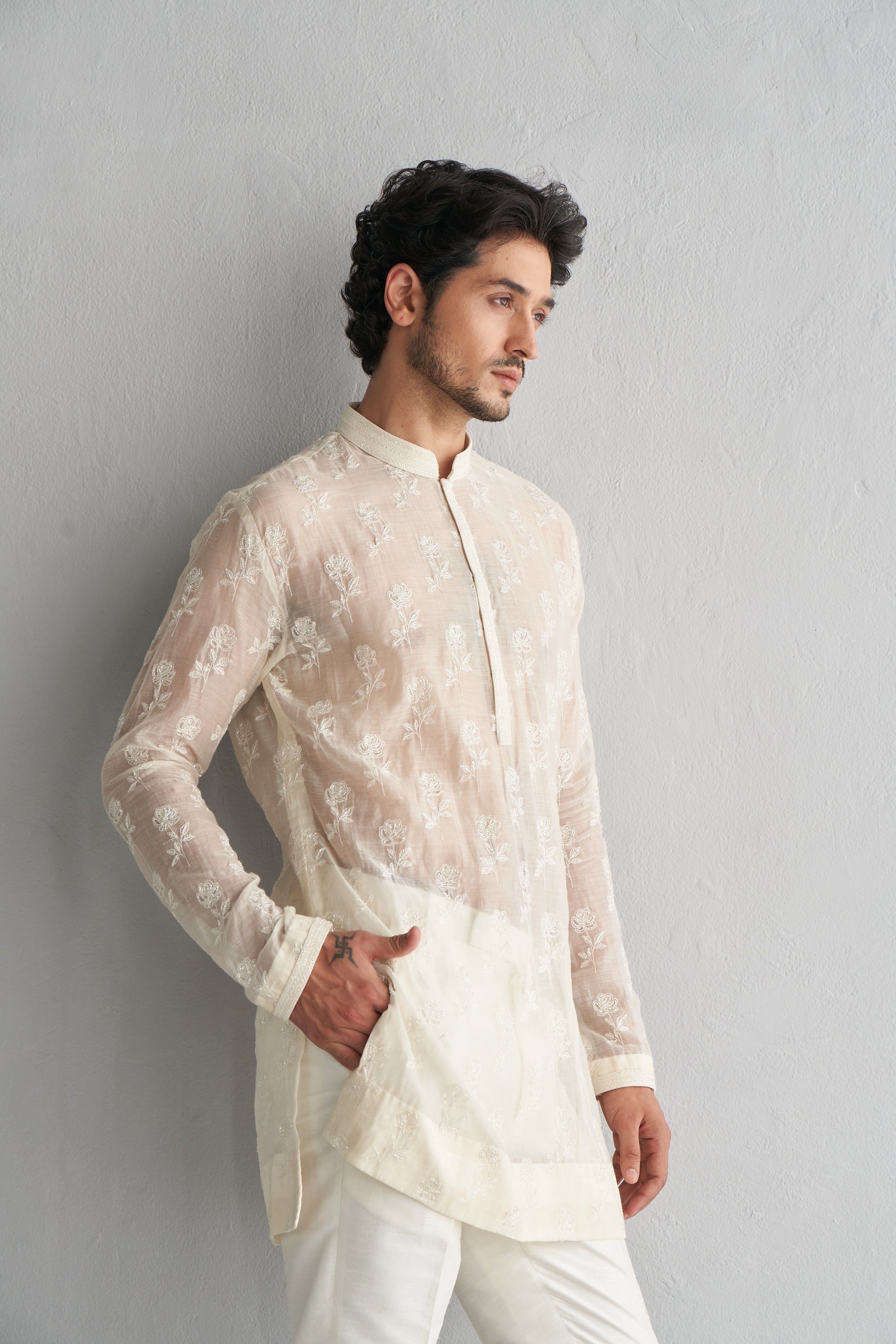 Ivory rose cutdana kurta