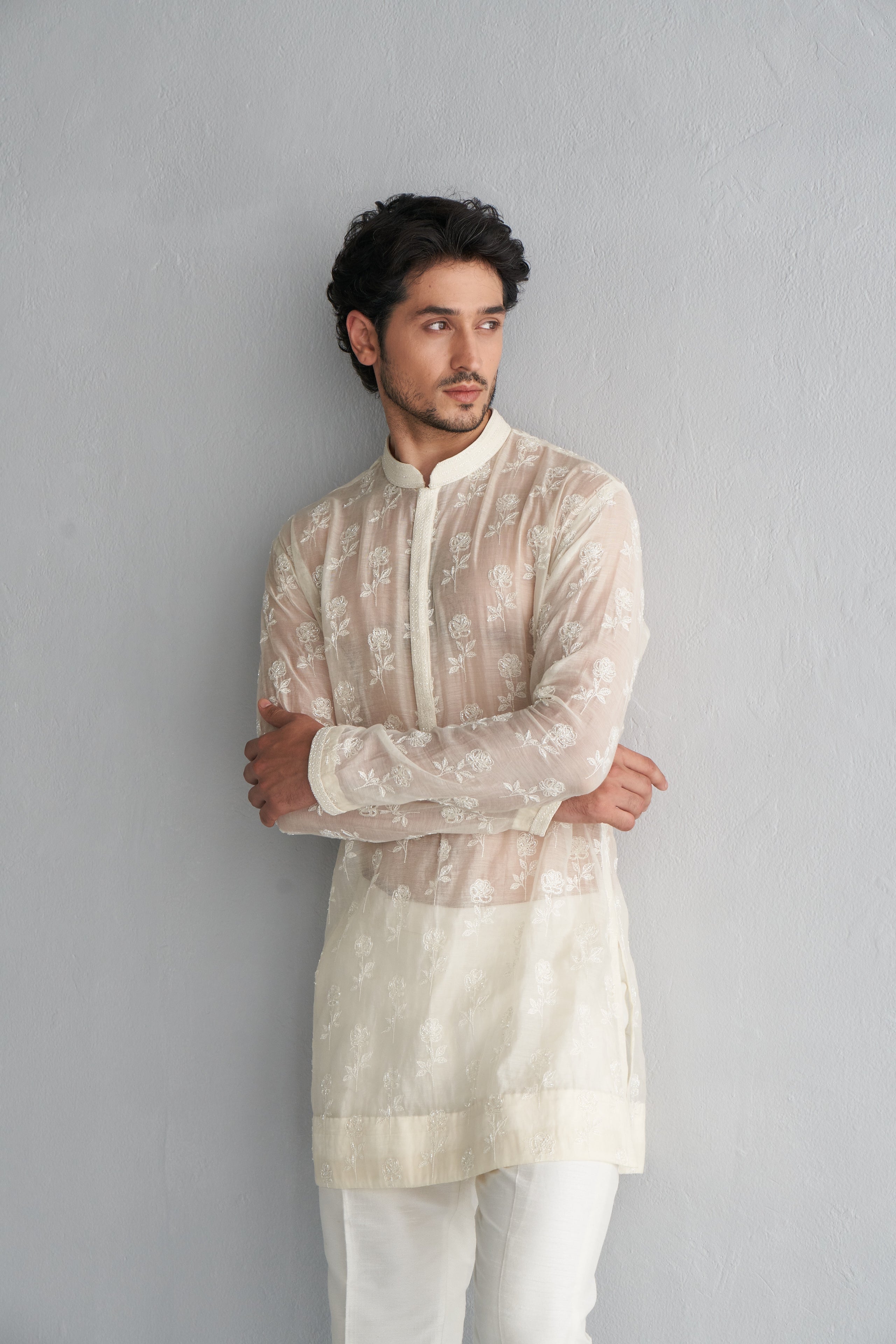 Ivory rose cutdana kurta