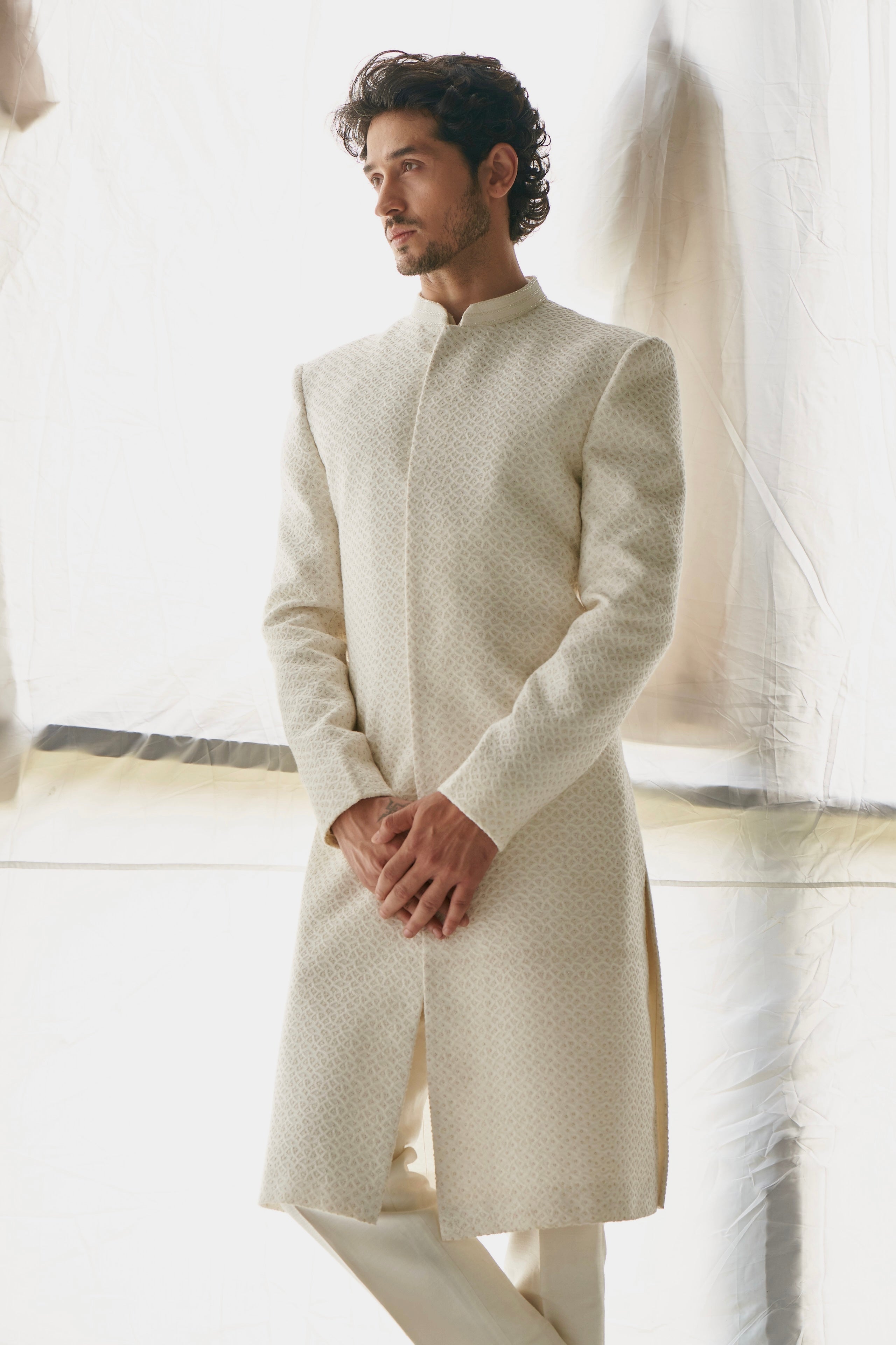 Ivory jaal sherwani