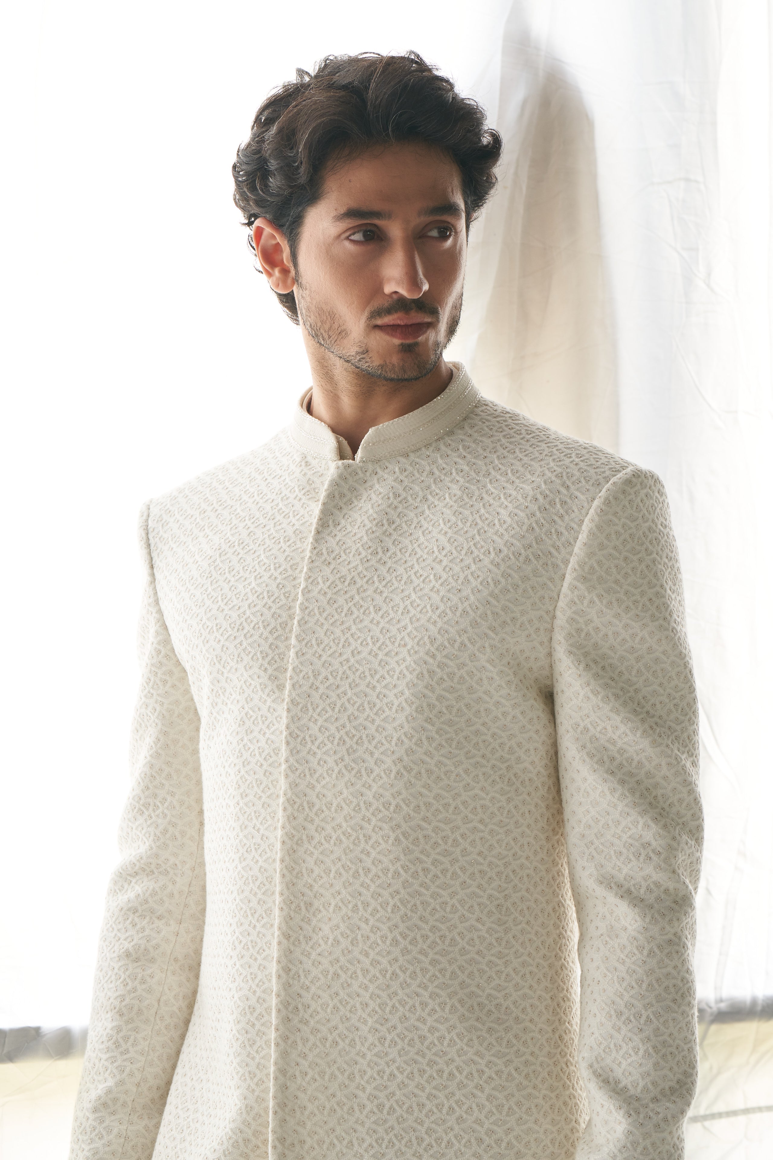 Ivory jaal sherwani