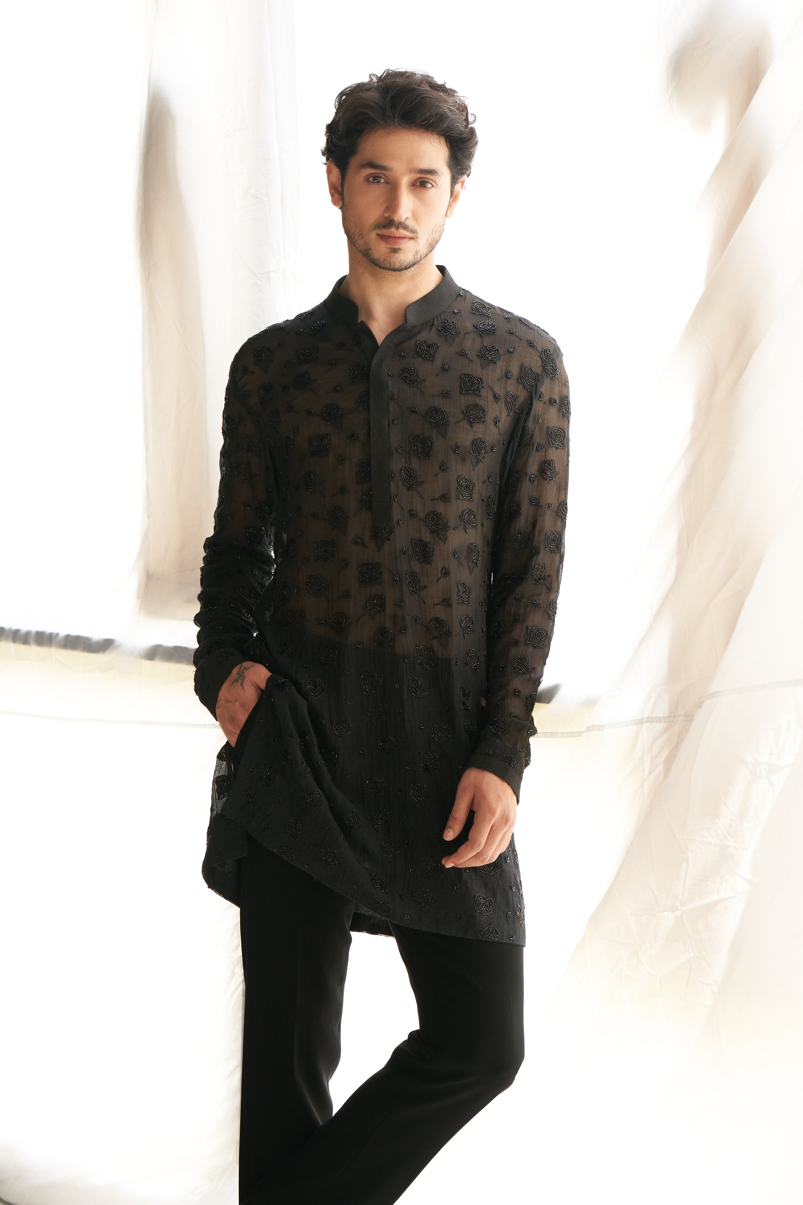 Black rose cutdana kurta