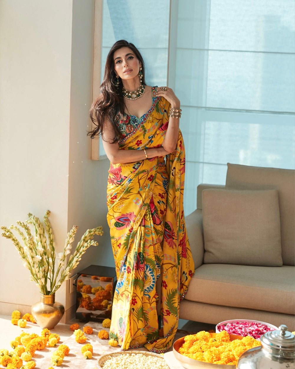 Tuscan print saree