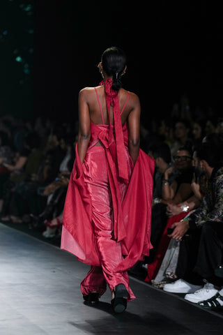 Red Drape Set With Corsages