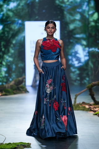 Midnight Blue Embroidered Lehenga Set