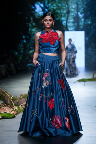 Midnight Blue Embroidered Lehenga Set