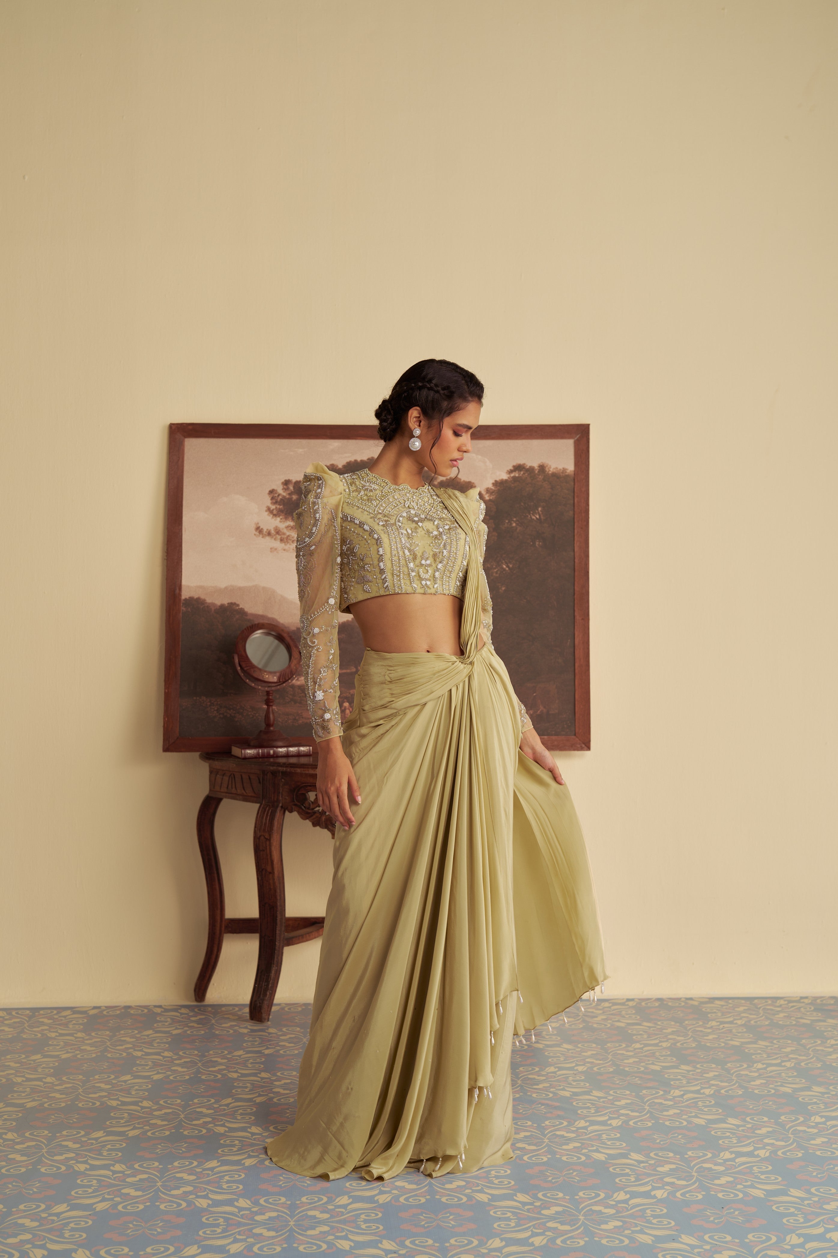 Willow whisper drape saree set