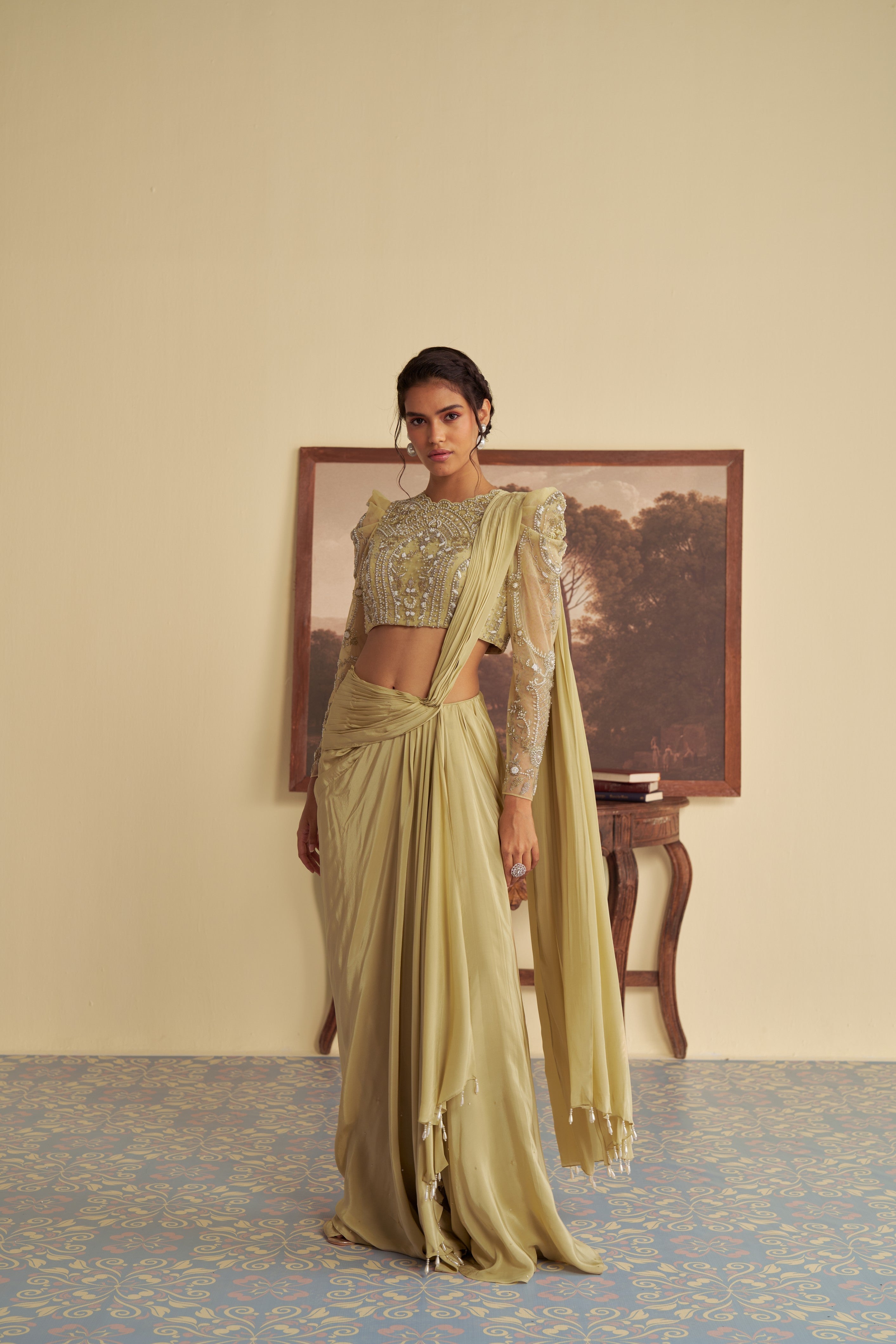 Willow whisper drape saree set