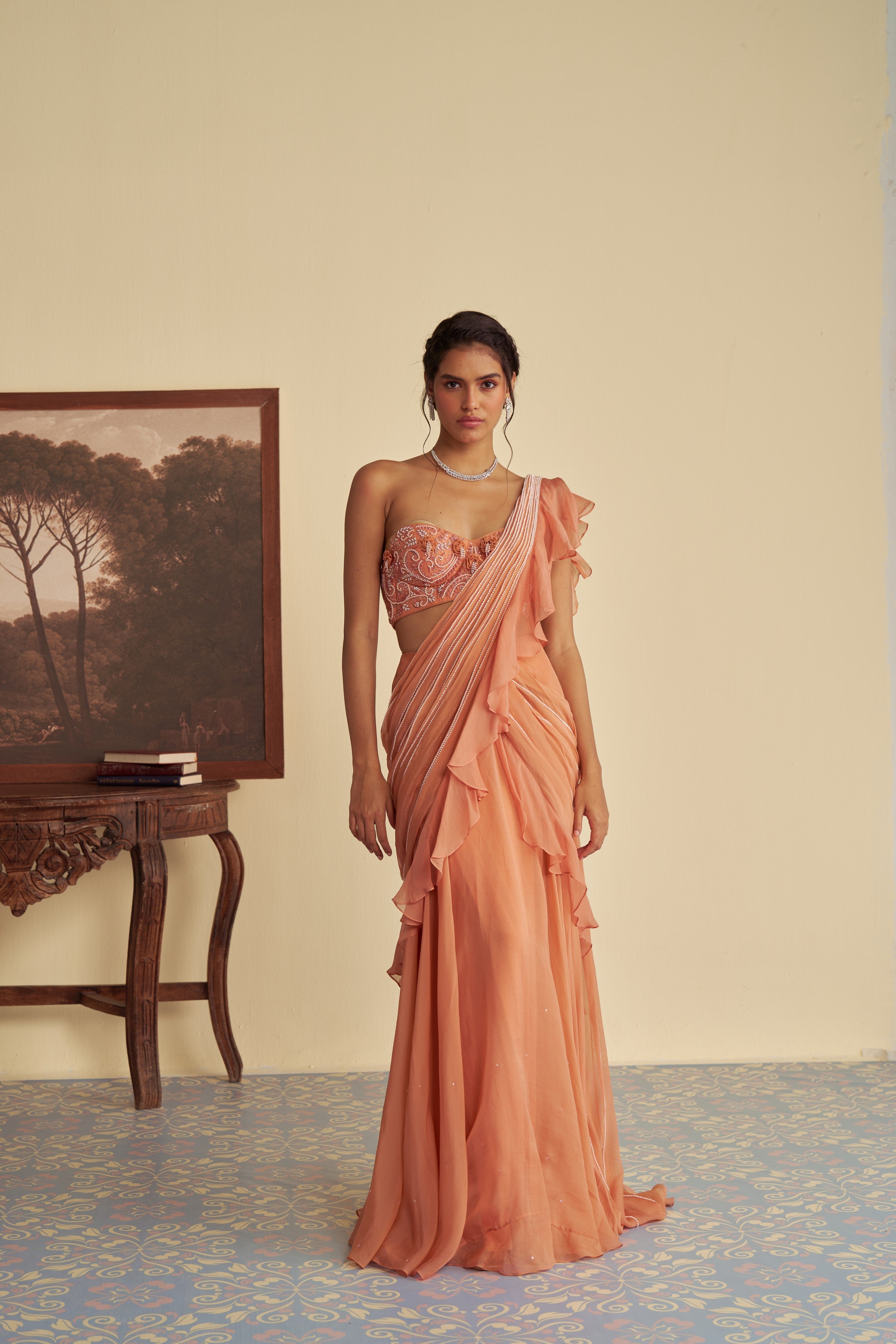 Autumn Embrace drape saree set