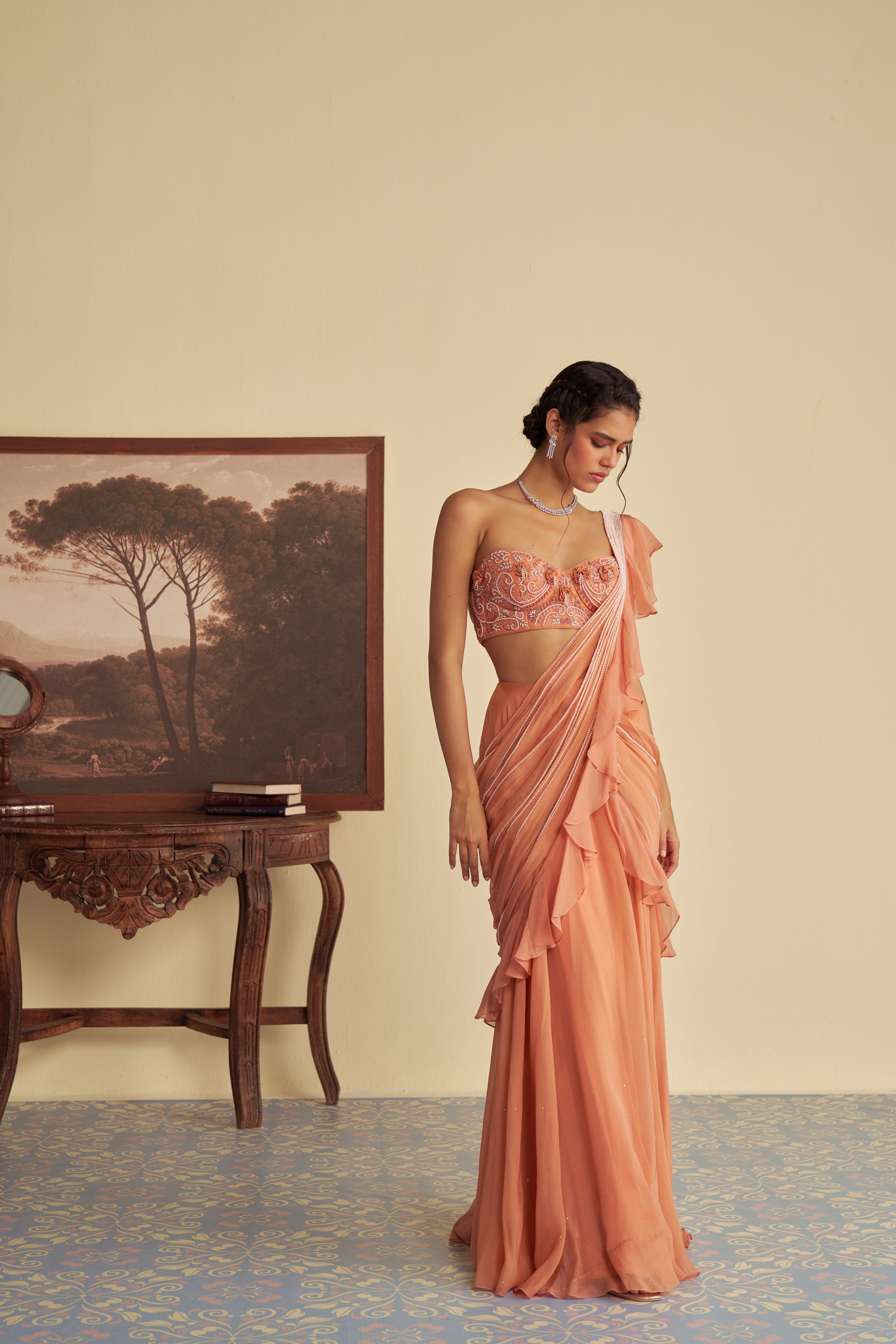 Autumn Embrace drape saree set