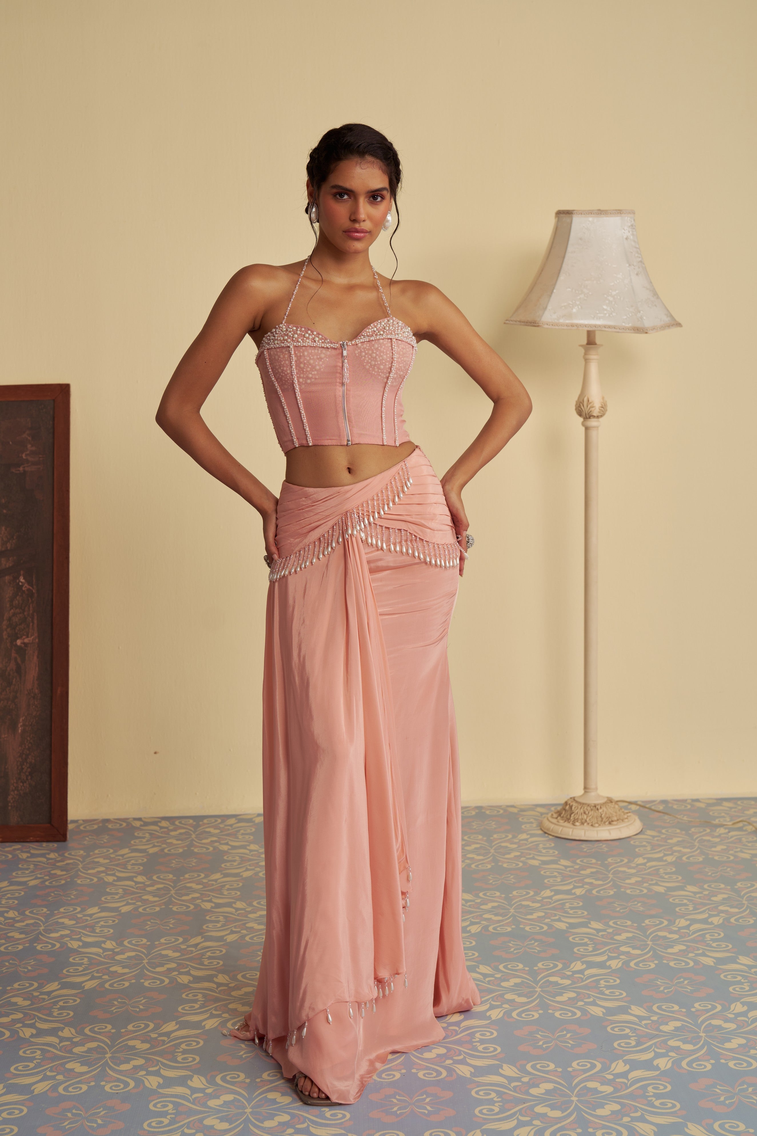 Celandine corset drape saree set