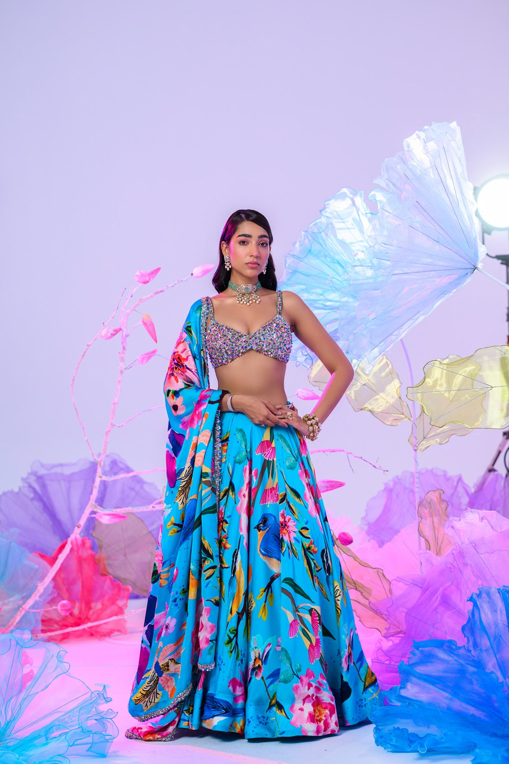 Aqua Print Lehenga