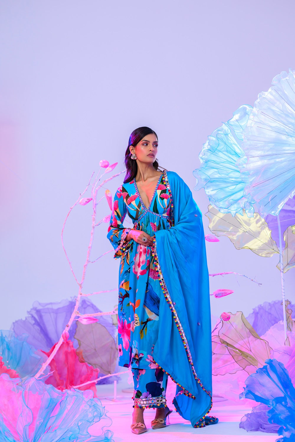 Aqua Print Kaftan Kurta Set