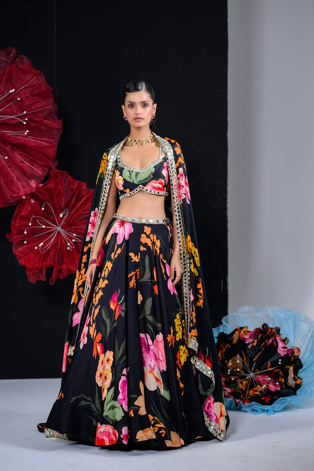 Ebony print lehenga