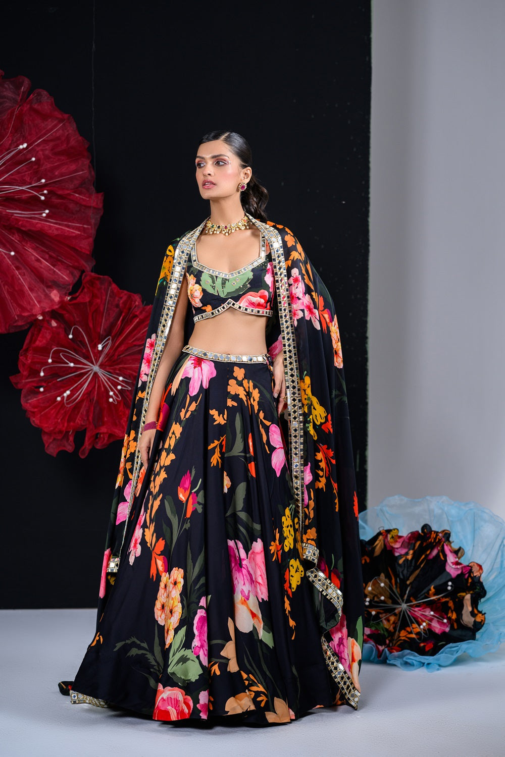 Ebony print lehenga