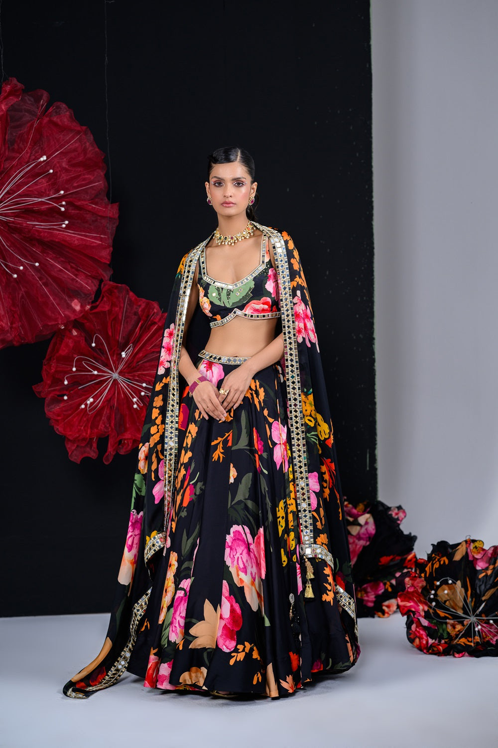 Ebony print lehenga