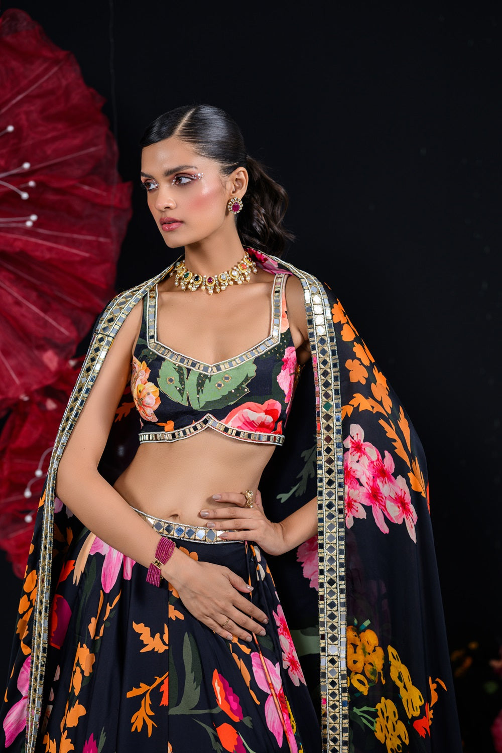 Ebony print lehenga