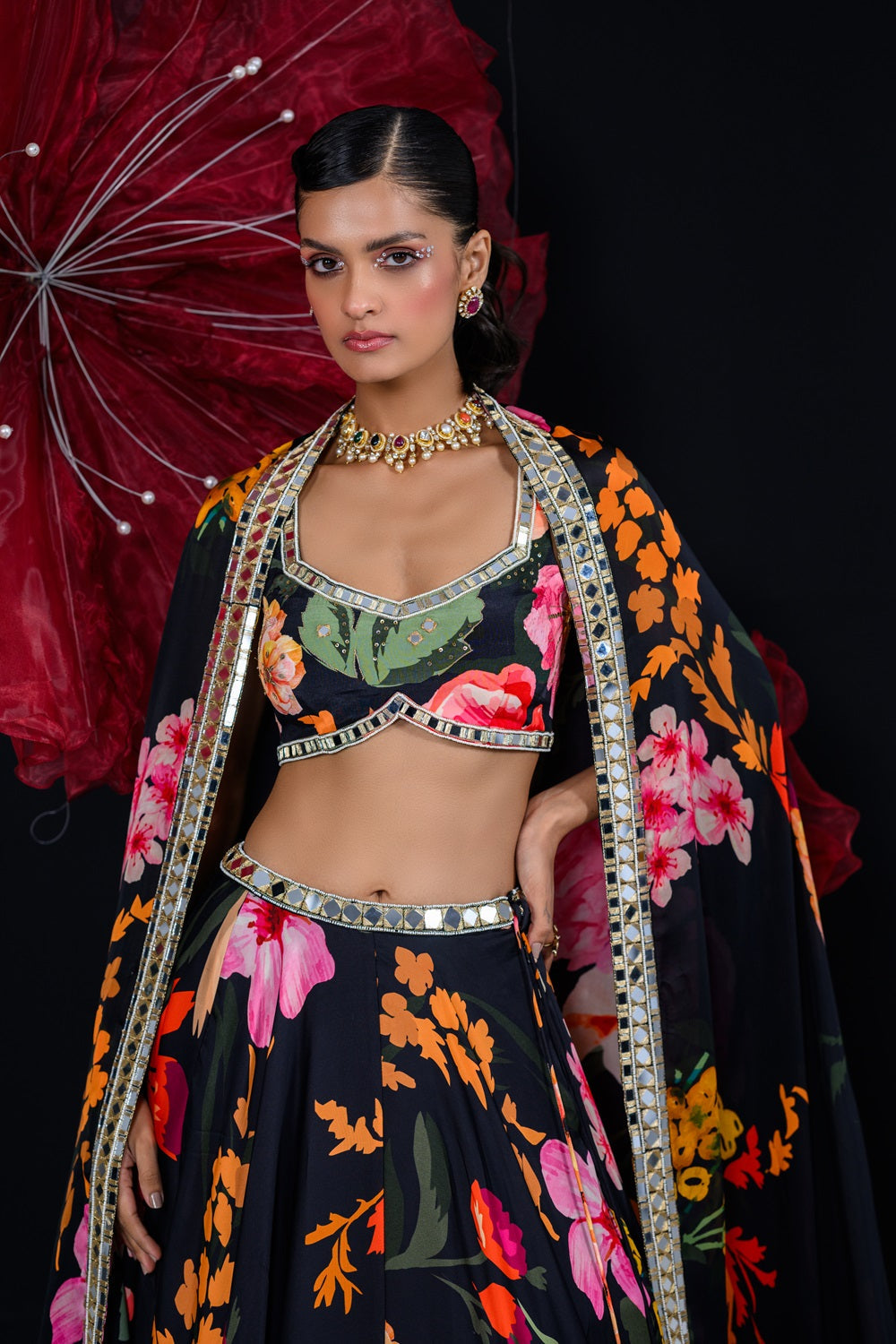 Ebony print lehenga