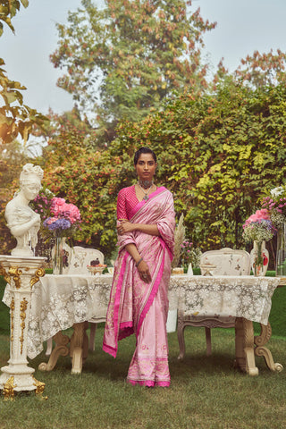 'Scarlet O' Hara' Kadhua Handloom Sari with all over Embroidery