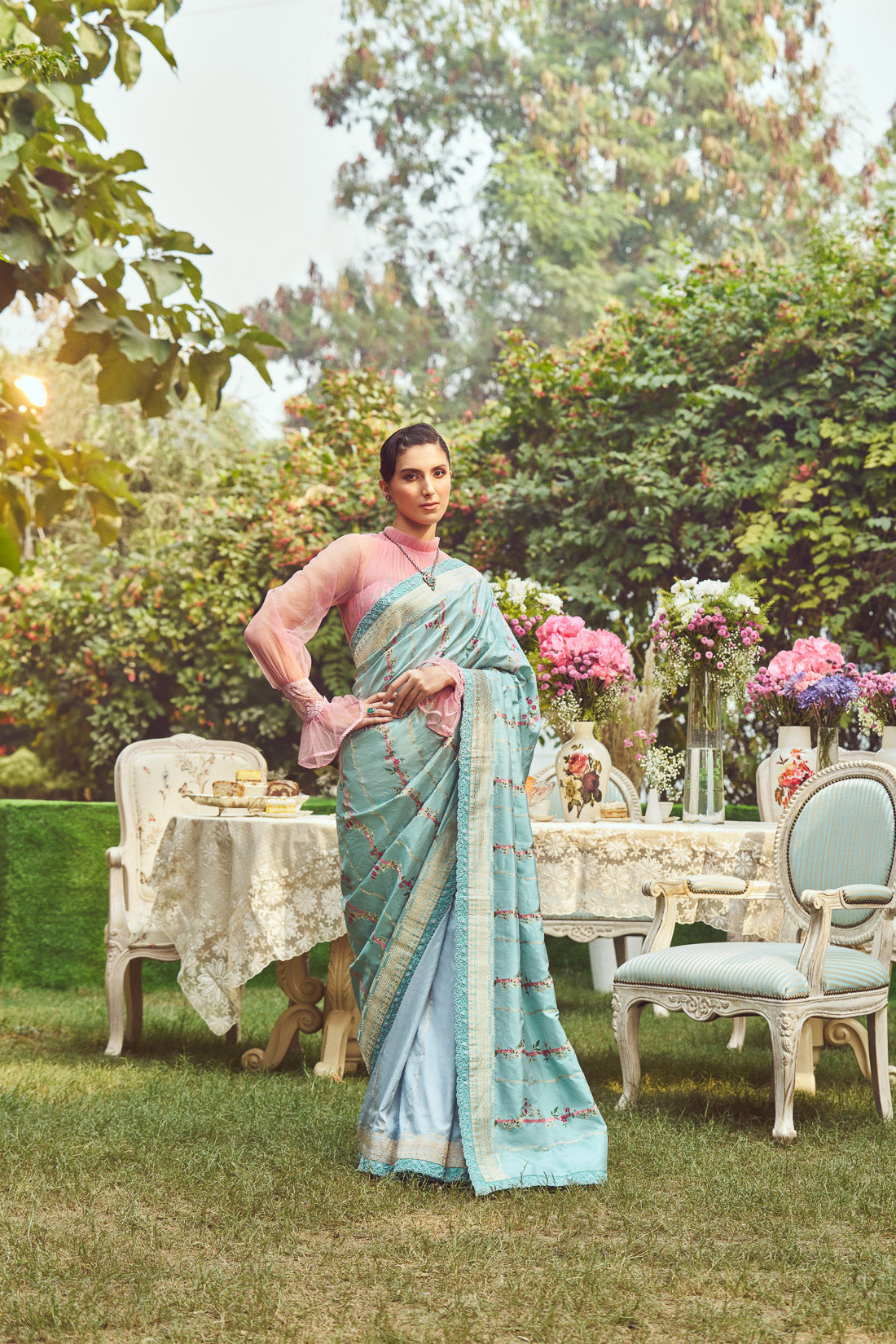 'Joan of Arc' Kadhua Meenakari Handloom Sari with Embroidered Border