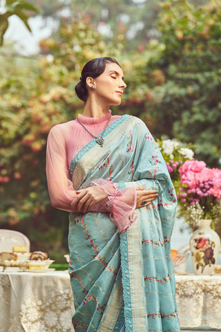 'Joan of Arc' Kadhua Meenakari Handloom Sari with Embroidered Border