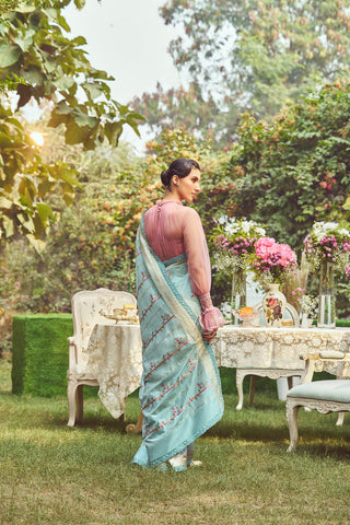 'Joan of Arc' Kadhua Meenakari Handloom Sari with Embroidered Border