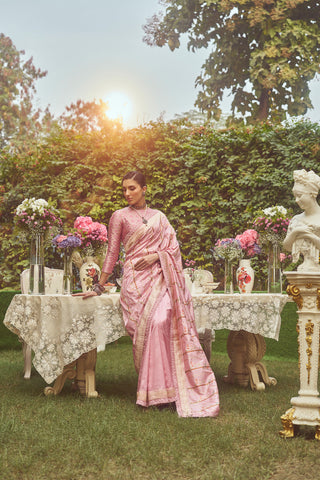 'Joan of Arc' Kadhua Meenakari Zari Handloom Sari with Embroidered Border