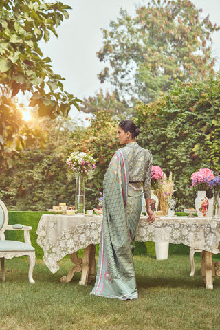 'Jane Eyre' Kadhua Meenakari Zari Handloom Sari with Embroidered Border