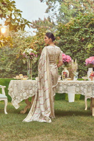 'Joan of Arc' Kadhua Meenakari Zari Handloom Sari with Embroidered Border