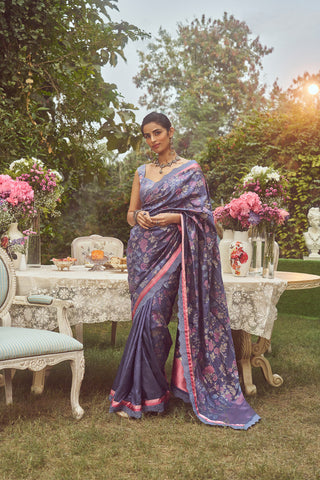 'Catherine' Dampach Zari Handloom Sari with Embroidered Border