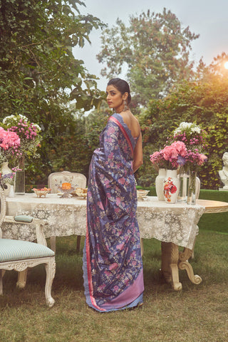 'Catherine' Dampach Zari Handloom Sari with Embroidered Border