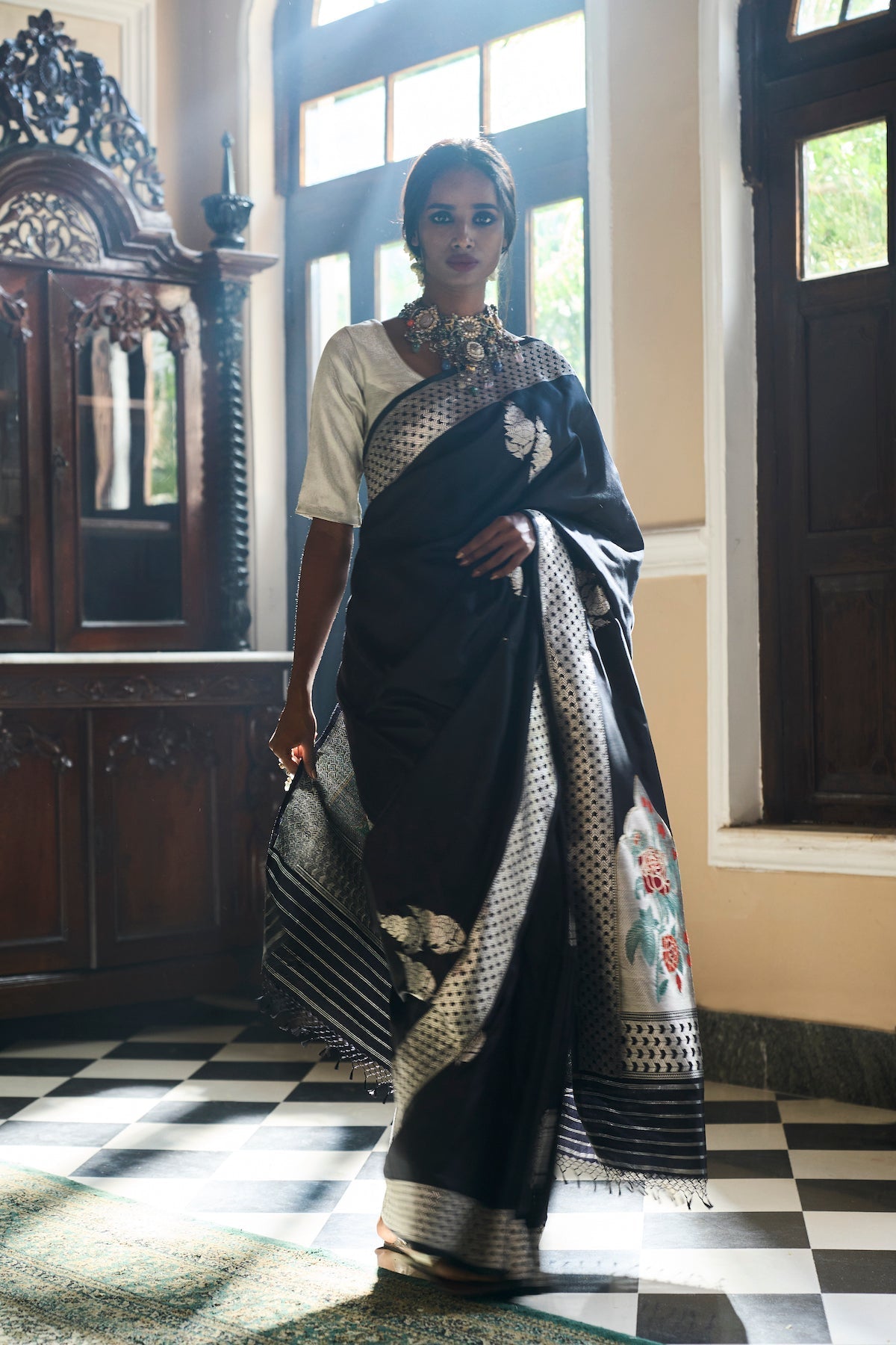 'Mehrab Gulab' Sanjh Kadhua Benarasi Handloom Sari