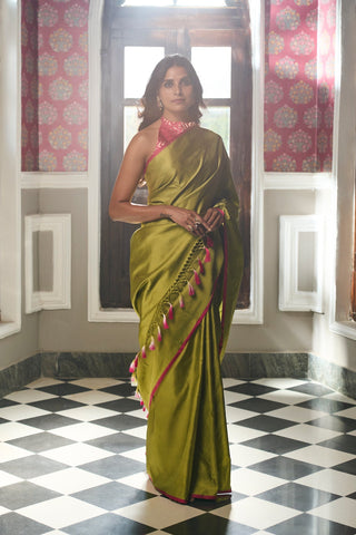 'Nakhreeli' Hariyar Satin Benarasi Handloom Sari