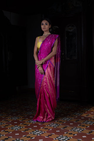 'Pushp Rekha' Rani Tanchoi Benarasi Handloom Sari