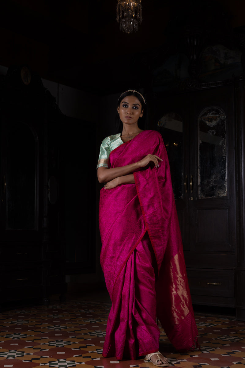 'Akriti' Rani Tanchoi Benarasi Handloom Sari