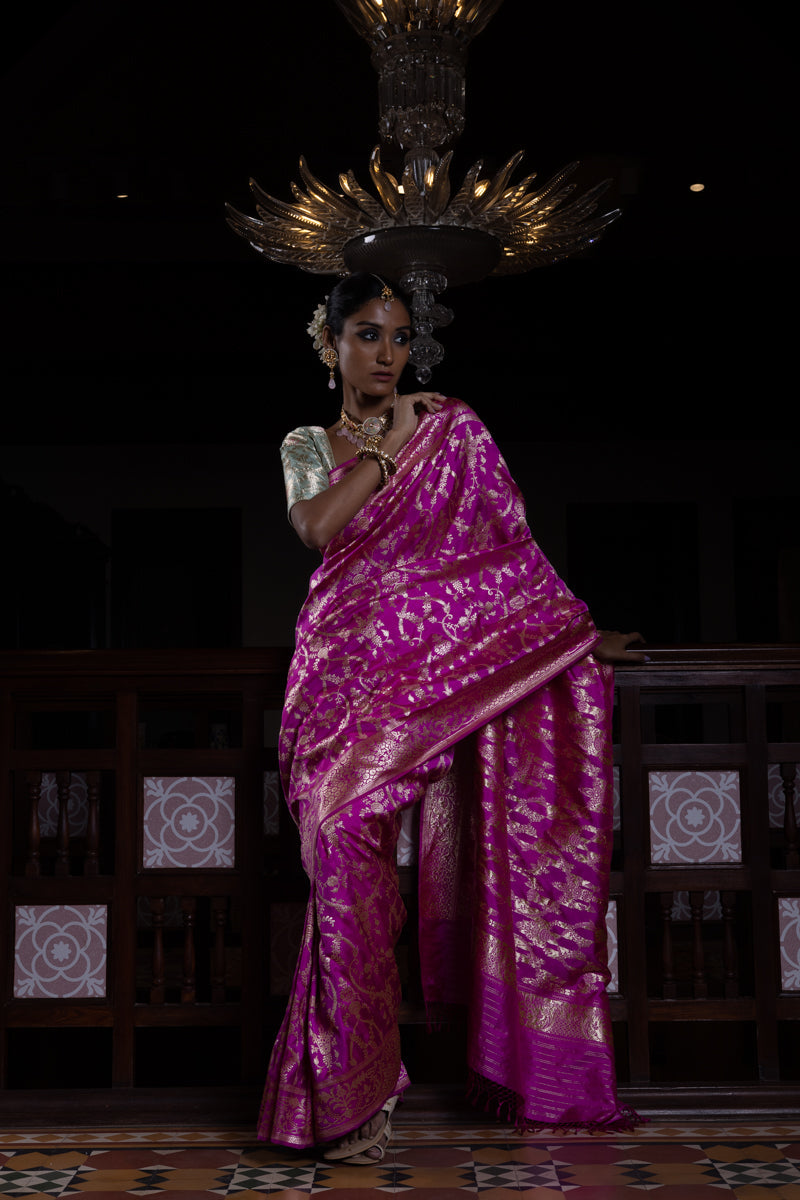 Surkh Surur' Rani Jaal Benarasi Handloom Sari