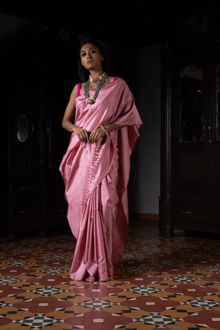 'Gulabi Anchal' Gulabi Geometric Benarasi Handloom Sari