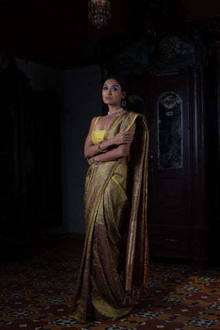 'Akriti' Peet Tanchoi Benarasi Handloom Sari