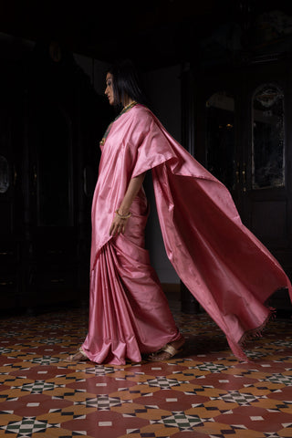 'Gulabi Anchal' Gulabi Geometric Benarasi Handloom Sari