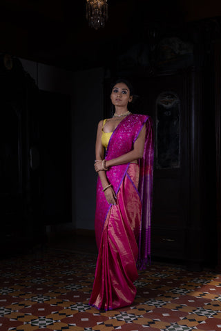 'Pushp Rekha' Rani Tanchoi Benarasi Handloom Sari