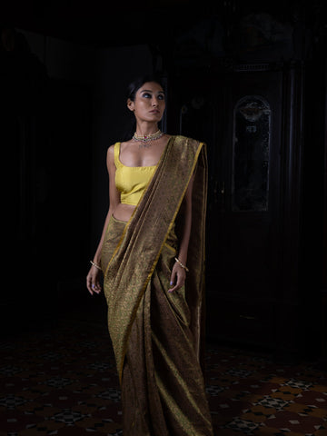 'Akriti' Peet Tanchoi Benarasi Handloom Sari