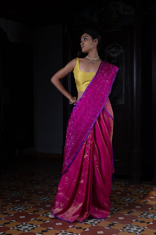 'Pushp Rekha' Rani Tanchoi Benarasi Handloom Sari