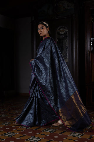 'Akriti' Neeli Tanchoi Benarasi Handloom Sari