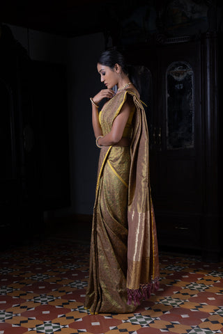 'Akriti' Peet Tanchoi Benarasi Handloom Sari