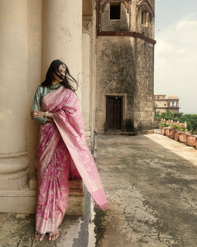 'Indra Ki Pari' Gulabo Kadhua Benarasi Handloom Sari