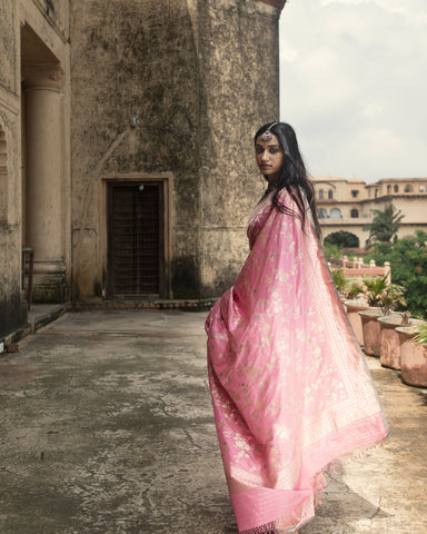 'Indra Ki Pari' Gulabo Kadhua Benarasi Handloom Sari