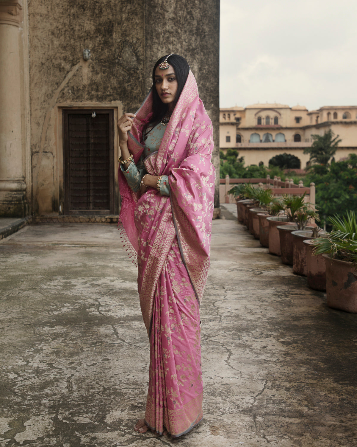 'Indra Ki Pari' Gulabo Kadhua Benarasi Handloom Sari